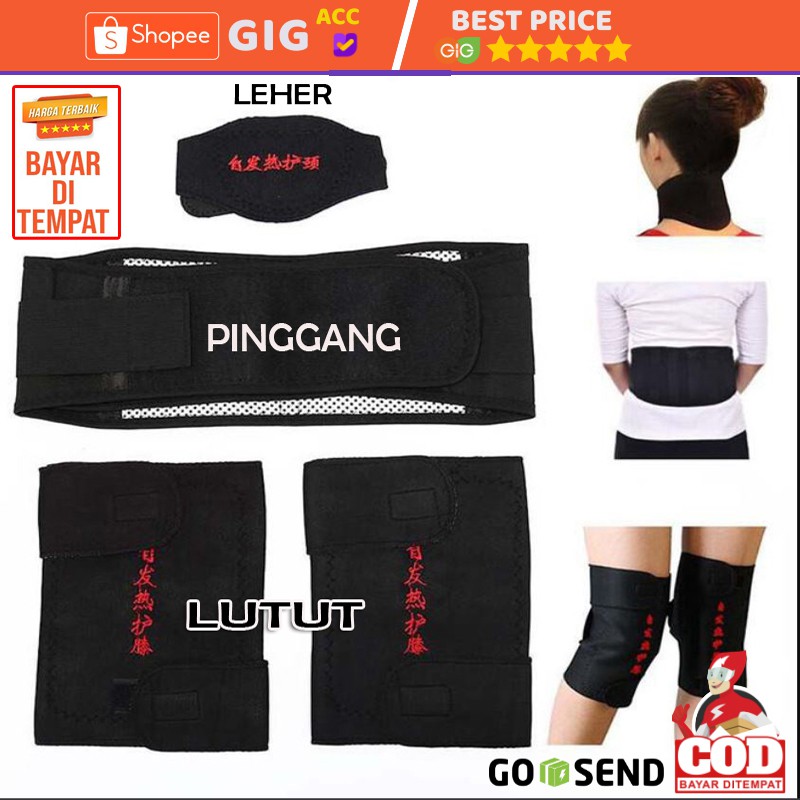 Terapi kesehatan TURMALINE Sabuk Lutut Dengkul Pinggang dan Leher Therapi Magnetik Alat Terapi 1 set
