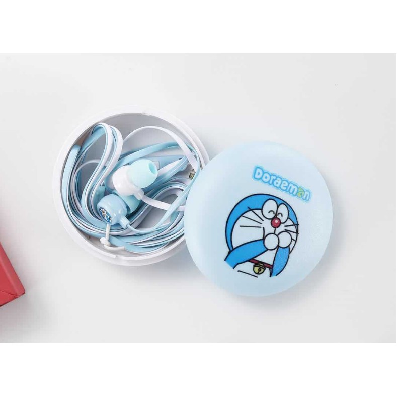 [XY-12] Headset Earphone Karakter LINE Hello Kitty Doraemon / Wadah Earphone Bulat Gambar Karakter