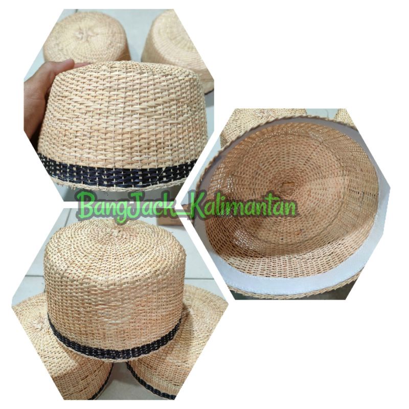 Peci Kulit Rotan Alam Songkok Rotan Bulat Peci ILU Peci Kulit Rotan Khas Kalimantan