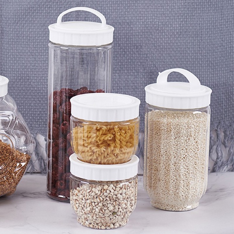 1pc Toples Penyimpanan Makanan Kedap Udara Plastik Kabinet Dapur Container Organizer Sealing Tank Dengan Tutup Untuk Beras Sereal Multigrain