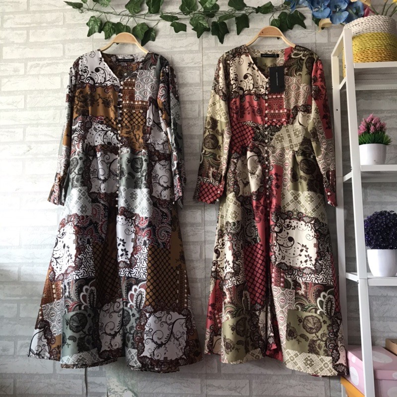 Malika tunik motif batik busui friendly  allsize 3 warna