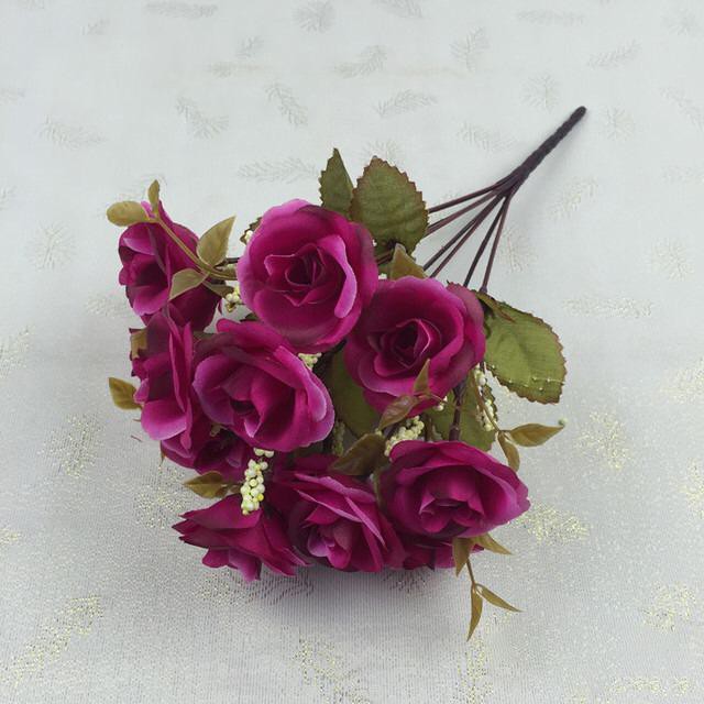 COD BUNGA MAWAR BUNGA TANGKAI PLASTIK BUNGA ARTIFISIAL BUNGA PAJANGAN BUNGA HIASAN BT9025-RED WINE