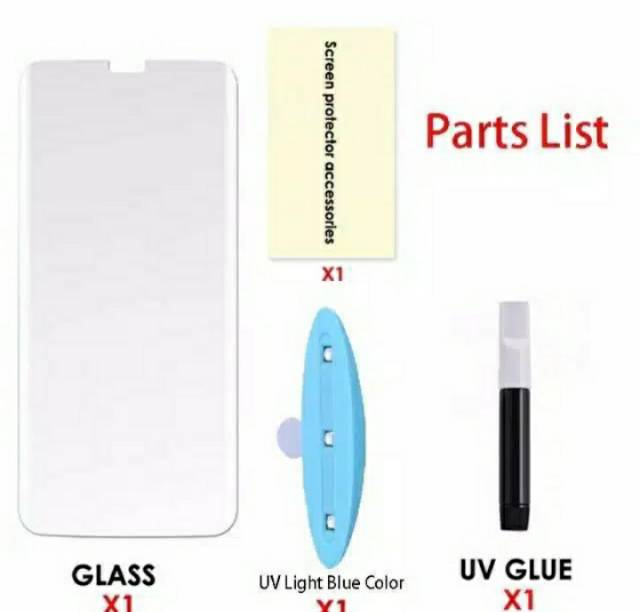 uv glass Samsung Note 8 note 9 10 S9+S9+ S10+ uv glass curver nano liguid anti gores kaca fullem