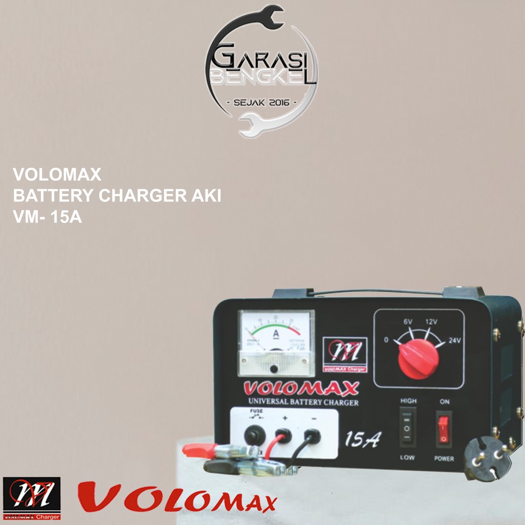 Volomax Battery Charger Accu - Battery Charger aki Basah - Casan Aki VM-15A