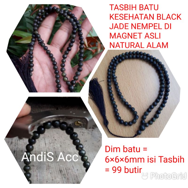 TASBIH BATU KESEHATAN BLACK JADE ASLI NATURAL ALAM