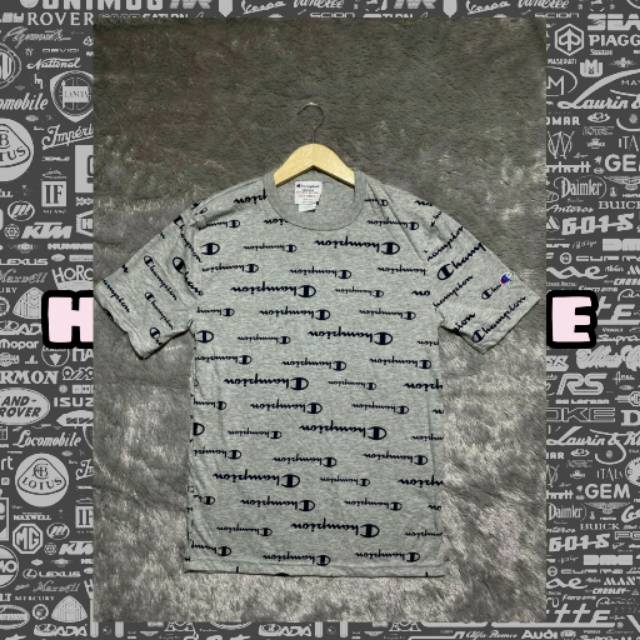 T-SHIRT CHAMPION LOGO SCRIPT GREY 100%ORIGINAL PAKAIAN PRIA PAKAIAN WANITA BAJU CHAMPION ORIGINAL
