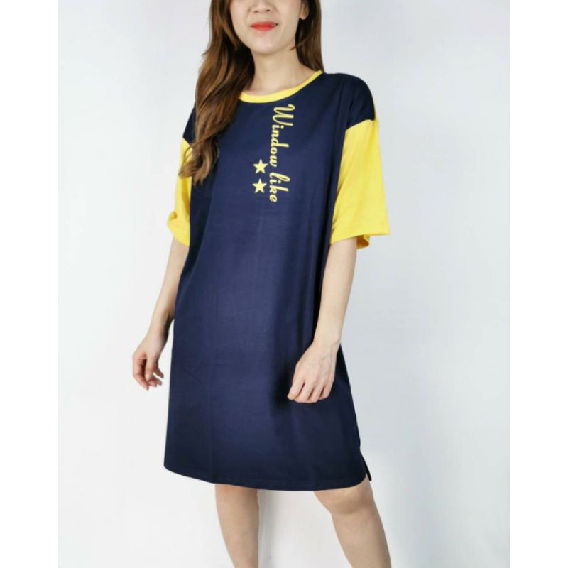 Daster import navy&amp;green dress