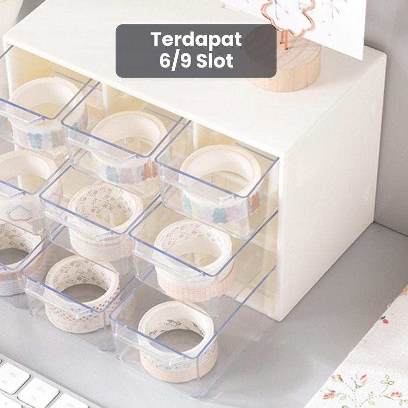 ℮ Pandaoma Laci Mini Kotak Laci Perhiasan 6 dan 9 Kotak Laci Aksesoris ▼