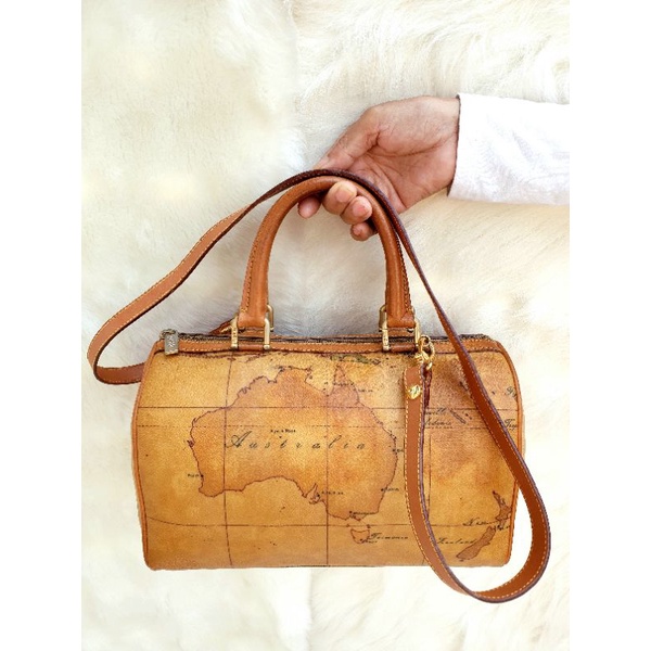 Alviero Martini Boston Bag Tas Selempang Sling Bag Bahu Handbag Pvc mix Kulit Asli Wanita