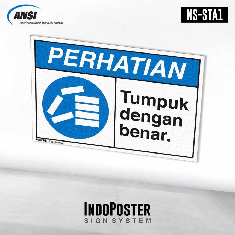 

Stiker K3 Safety Sign ANSI ISO Gudang Warehouse Tumpuk Dengan Benar
