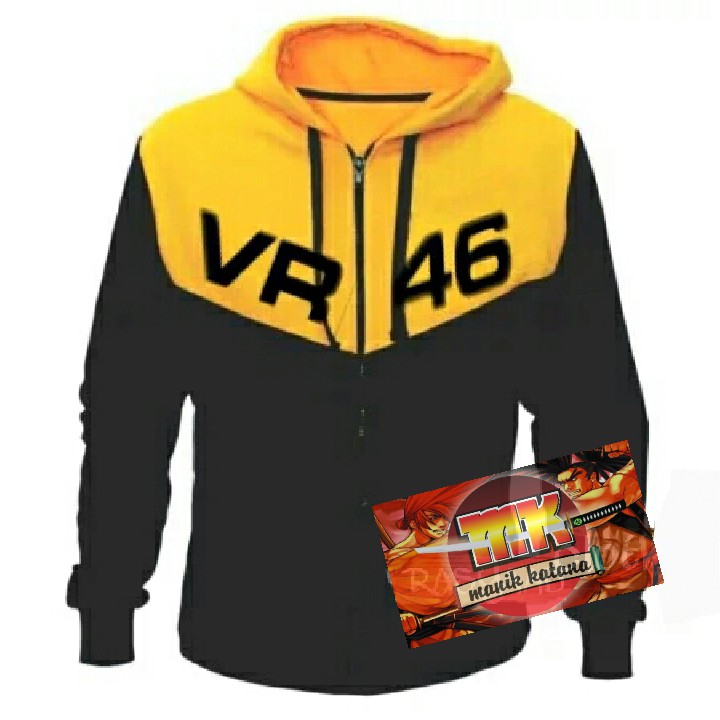 Jaket zipper VR46 polos hoodie M,L,XL,XXL pria wanita marun wame / original desain