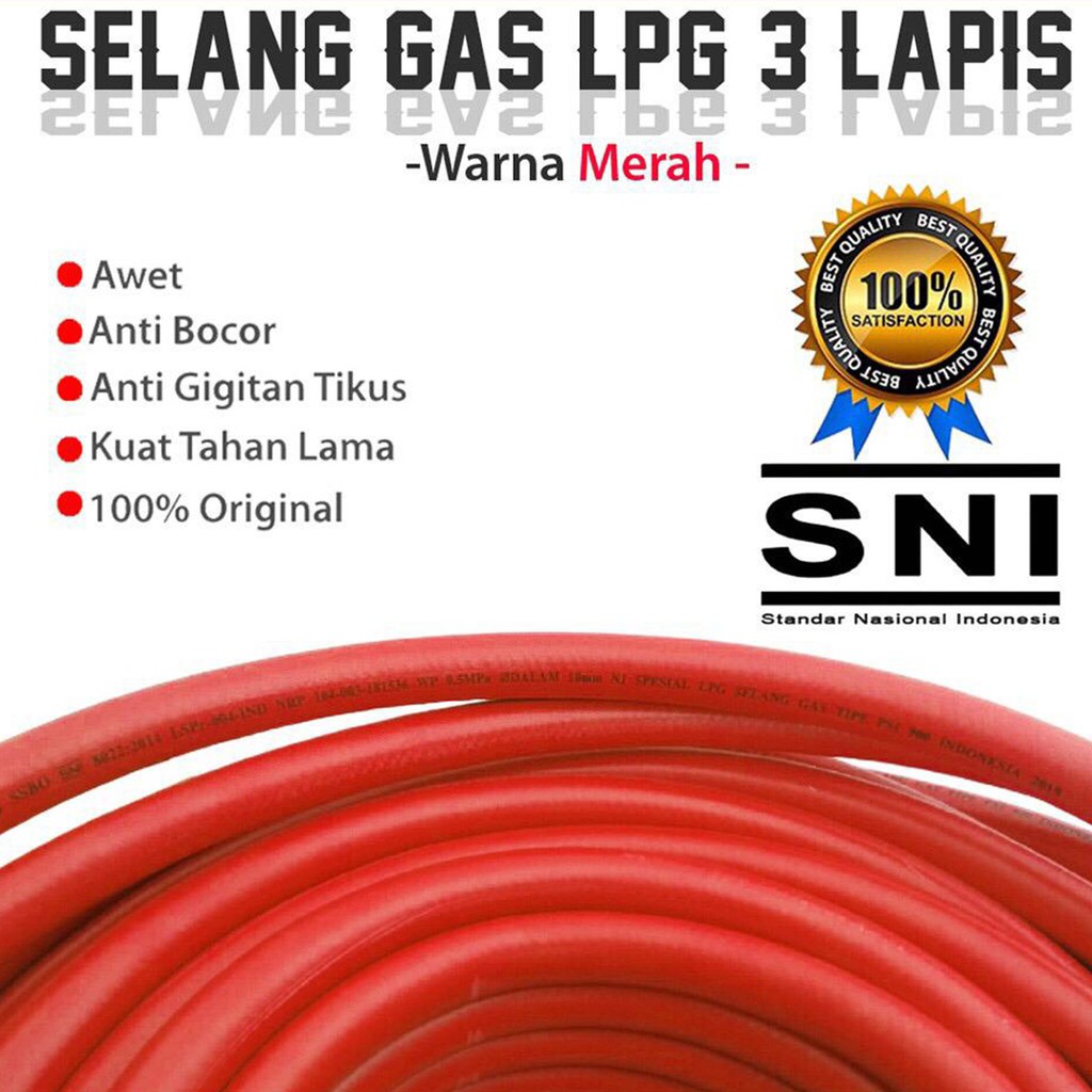 SELANG GAS SNI / SELANG KOMPOR GAS / SELANG GAS 3 LAPIS MERAH / SELANG GAS SNI KOMPOR