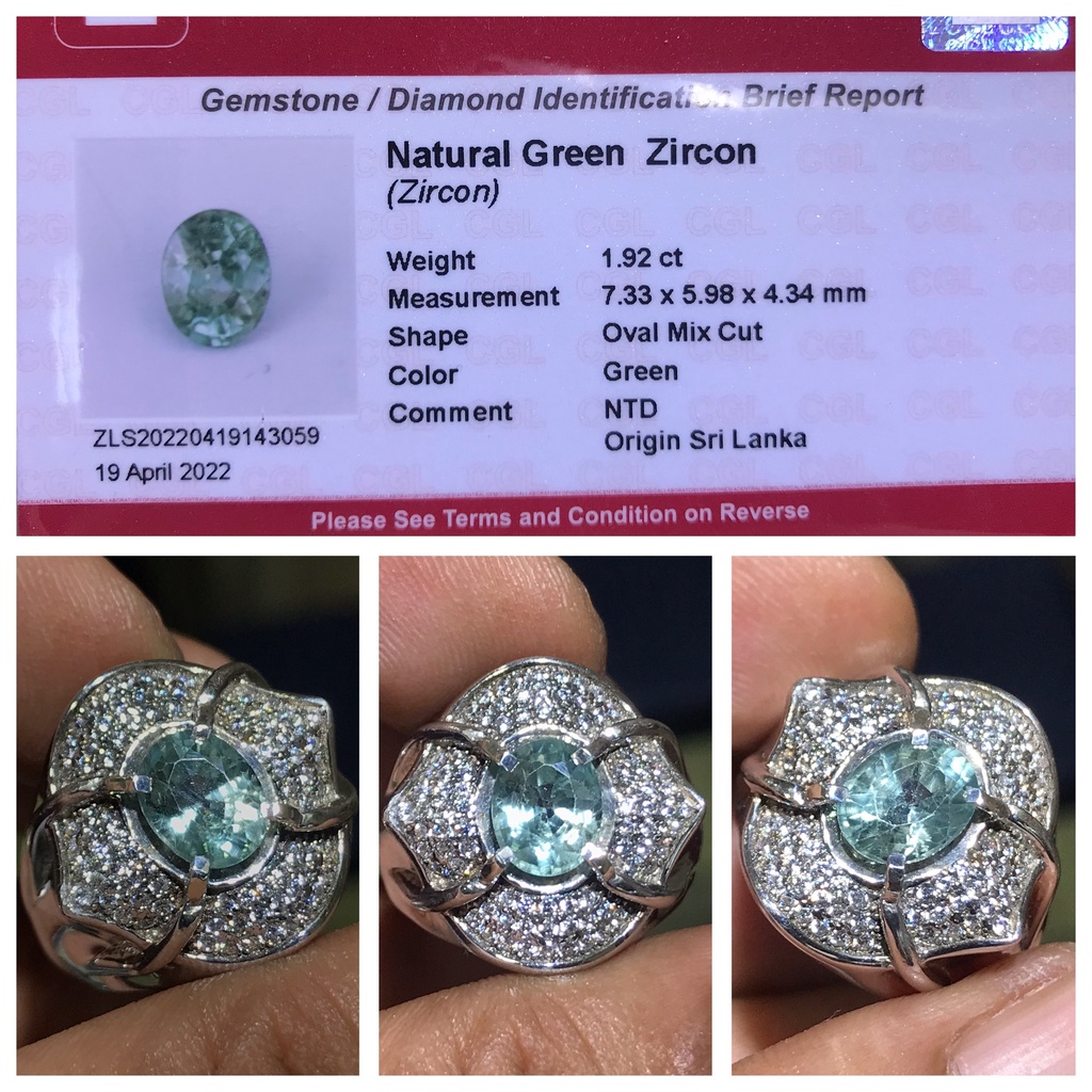 Natural 1.92ct Green Zircon NTD Srilanka Burma Cincin Perak