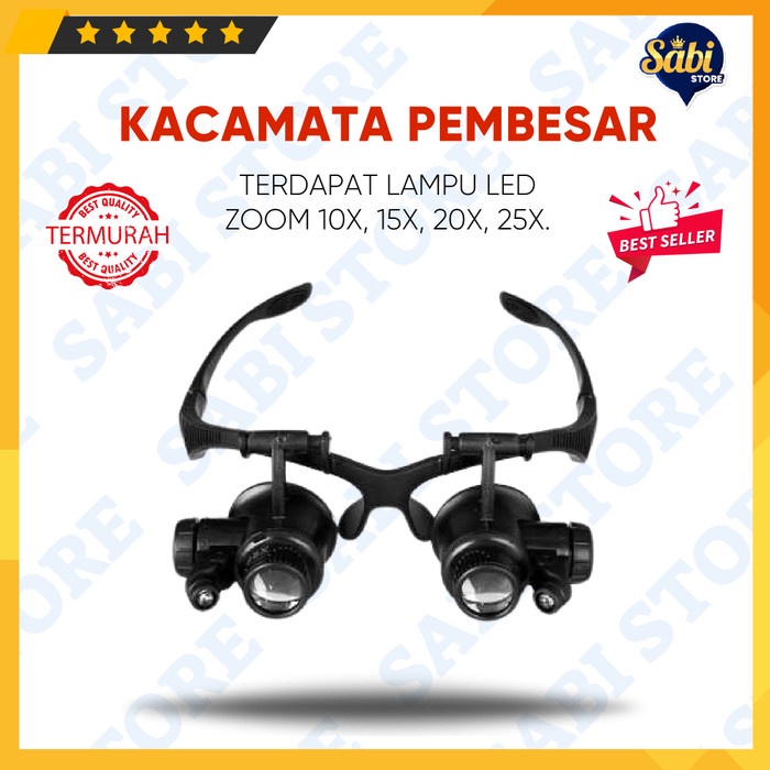 

Kacamata Pembesar 25x Magnifier dengan 2 LED