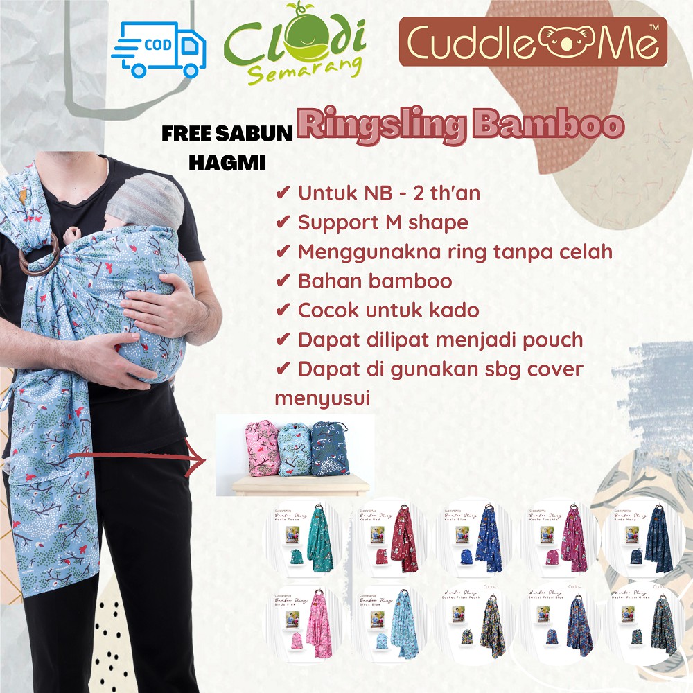 CuddleMe Ringsling Bamboo Gendongan Anak Kain Newborn Mshape Ergonomis SNI Aman BERGARANSI