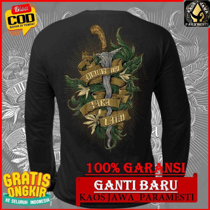 PARAMESTI KAOS JAWA KERIS AJINING DIRI BAJU  DISTRO PRIA WANITA HITAM LENGAN PANJANG JUMBO BIG SIZE