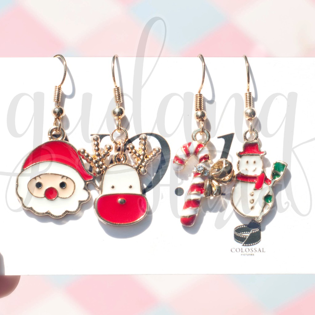 Anting Stud Natal Santa Claus Rudolph Christmas Lucu Unik GH 203672