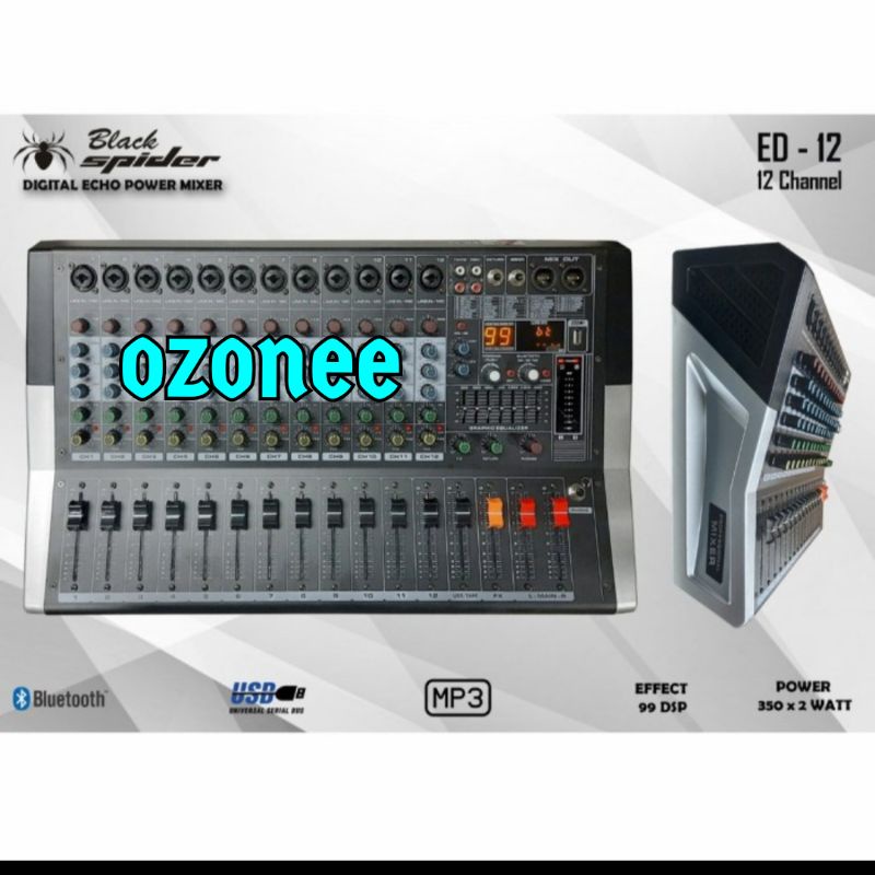 POWER MIXER BLACK SPIDER ED12 ORIGINAL 12 CHANNEL