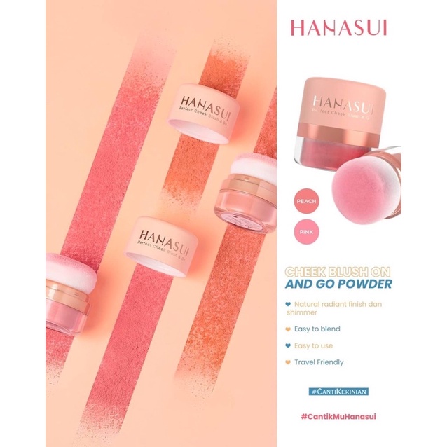 HANASUI Perfect Cheek Blush &amp; Go Powder - Blush On Natural, Perona Pipi, Pewarna Pipi, Pemerah Pipi