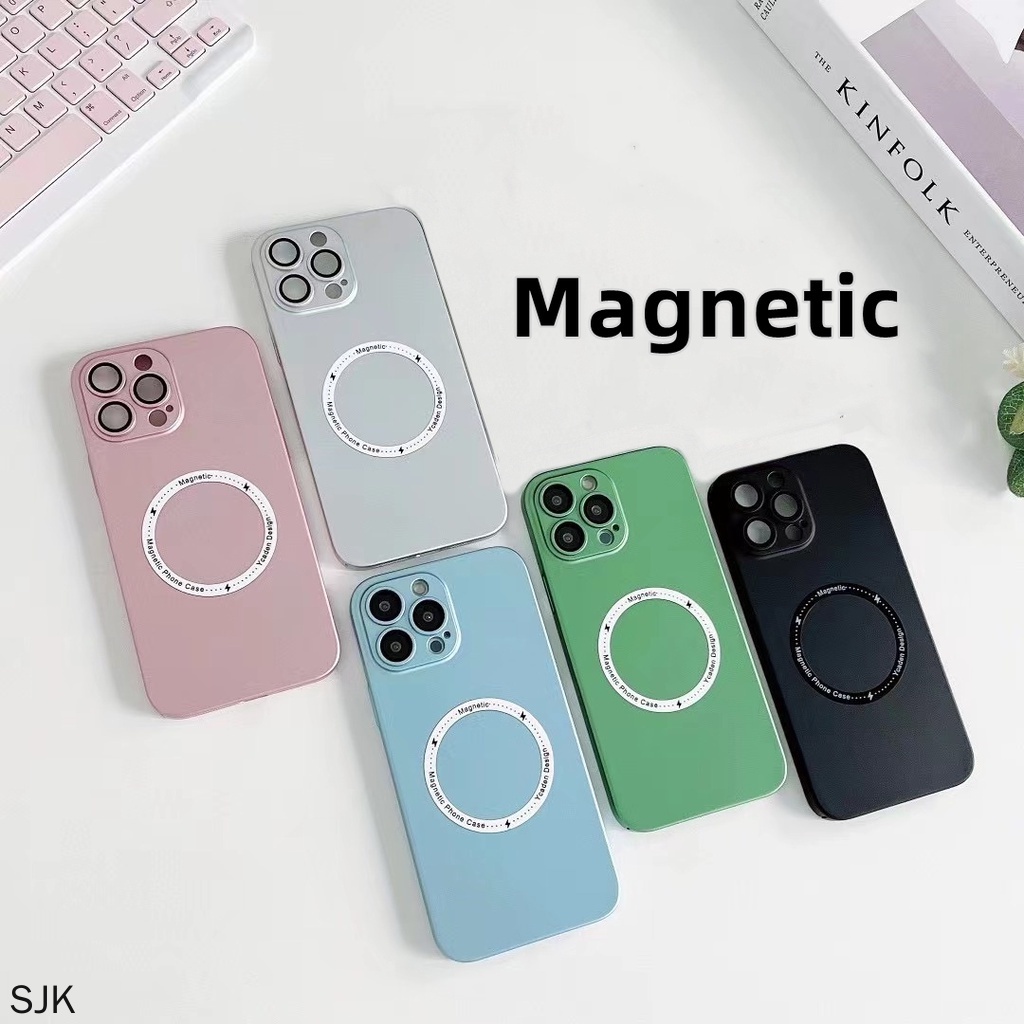 Magnetic Lens Cover Phone Case For Case iPhone 11 Pro MAX 12Pro MAX 13 Pro MAX PC Hard Shell Simple Carbon Fiber Shockproof