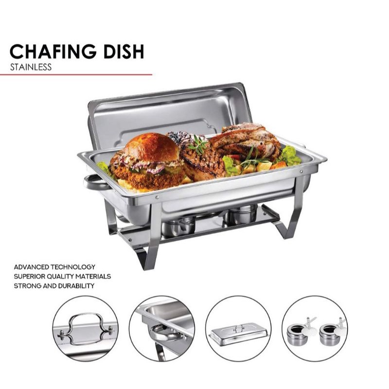 Chafing dish 1 sekat,2 sekat 11 Liter / tempat pemanas makanan, Sayur , tempat prasmanan ,wadah saji