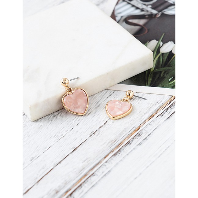 LRC Anting Tusuk Fashion Gold Peach Heart Earrings F90565