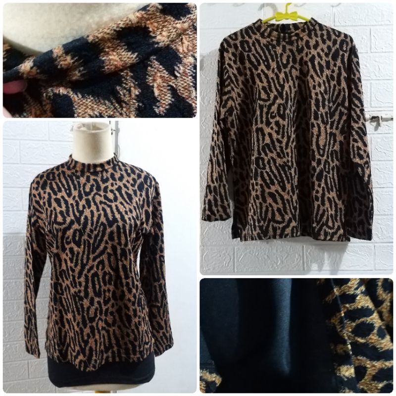 Leopard sweater / leopard raglan / leoparf turtleneck / motif leopard / leopard / baju leopard