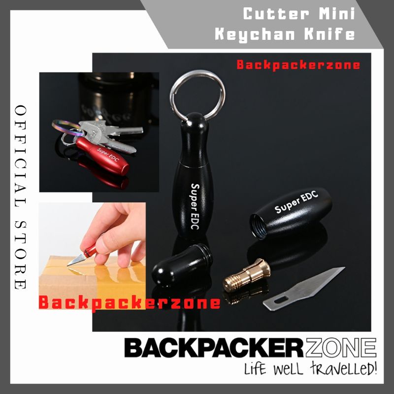 Pisau Cutter Mini Pocket Hidden Knife Model Gantungan Kunci - EO275 - Black