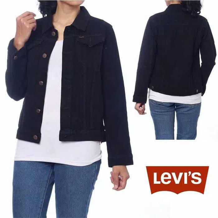 Terlaris Jaket Jeans Cewek Sobek Jaket Levis Wanita Murah - Hitam, L