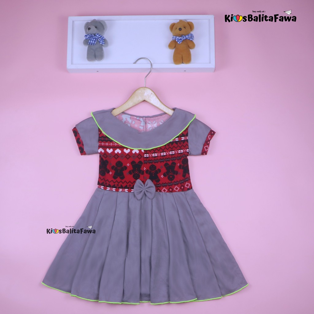 Dress Audy uk 1-2 Tahun / Dres Pesta Murah Grosir Baju Anak Perempuan Harian Gaun Lengan Motif