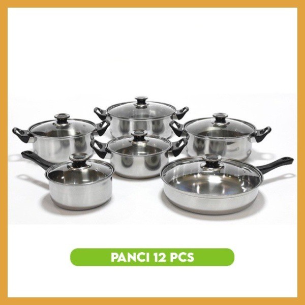 TERMURAH Set Panci Masak Stainless Steel SatuSet Wajan Panci Murah ANTI LENGKET Set Alat Masak Stainless termurah