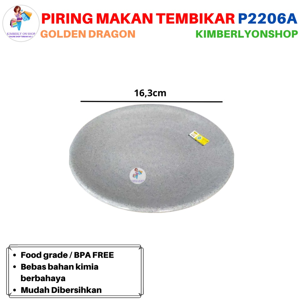 Piring Makan bulat Abu Abu doff Stone Series P2206A Golden Dragon