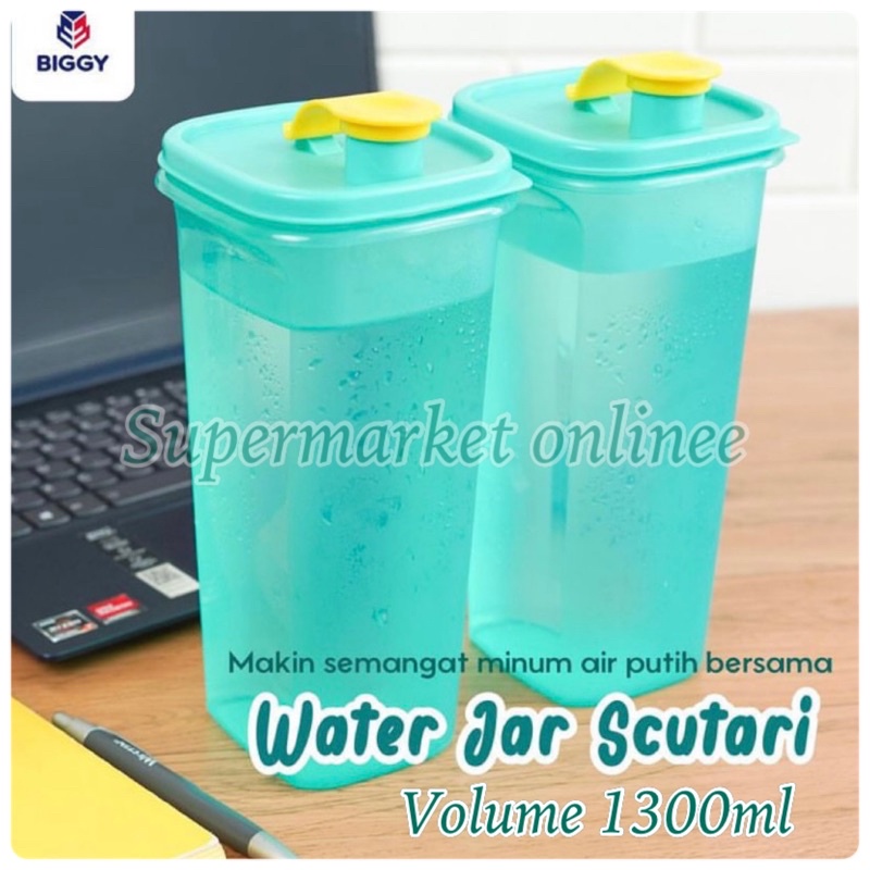 Botol Minum Kulkas Tempat Air Kotak Souvenir Serbaguna Wadah Teko 1300ml Water Jar Scutari Cool Pot BPA Free