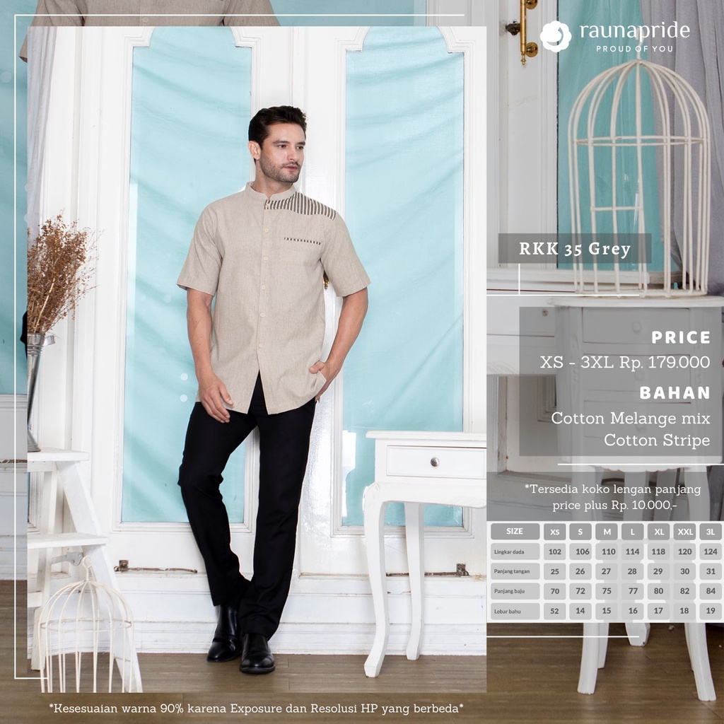 Baju Koko RKK 35 by Rauna / Koko Dewasa / Atasan Pria Muslim / Baju Muslim Dewasa