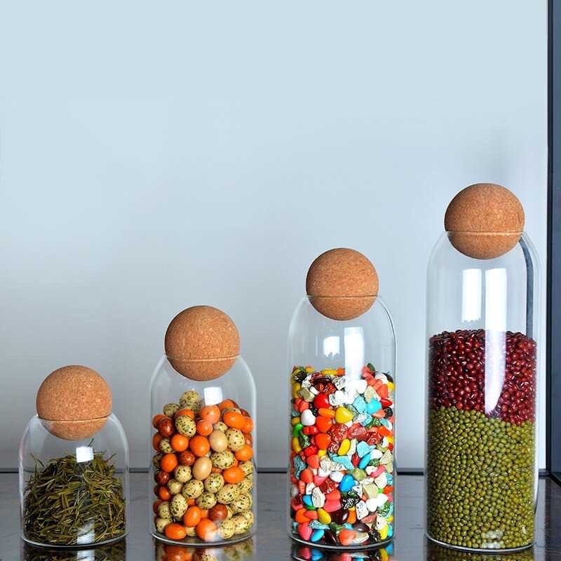 Toples Kaca Bola Penyimpanan Makanan Glass Storage Jar Aesthetic Minimalist