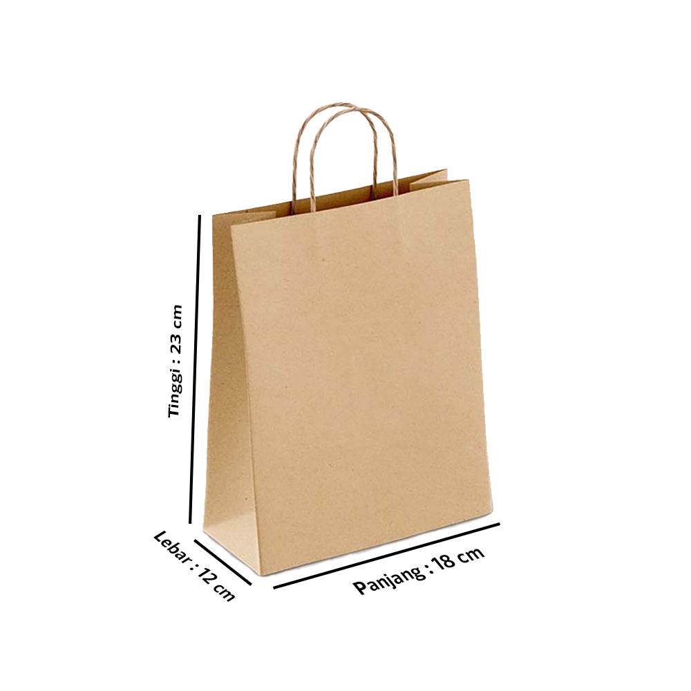 

paper bag polos craft ukuran 18x13x21,p CM / goodie bag paper box polos coklat cocok untuk sovenir kado hajatan / tas kertas / paperbag terry R7 AL