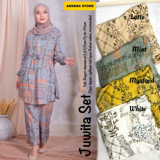 Baju Set Setelan// Setelan Juwita Set By Addera// Setelan Bahan Rayon Viscose