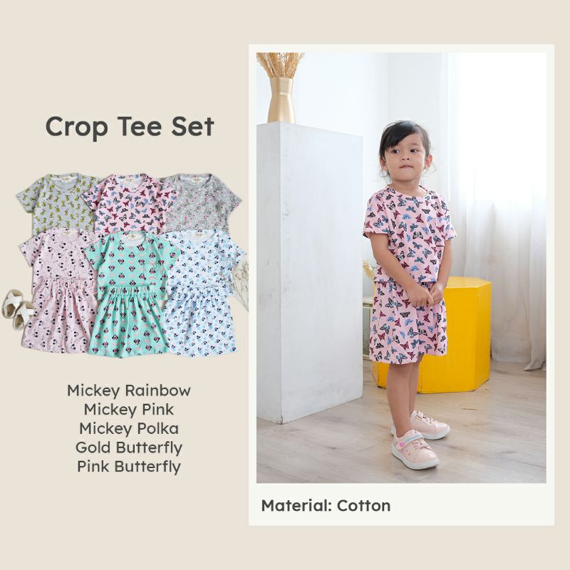 Crop Tee Set Anak Perempuan - Setelan Kaos dan Rok Beeboodesign