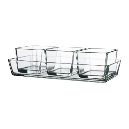 Mangkok Kaca - Piring Saji Aman Utk Oven Set Isi 4Pc Kaca Bening Mangkuk Kecil