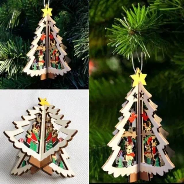 hiasan natal gantung pohon xmas Christmas tree kayu