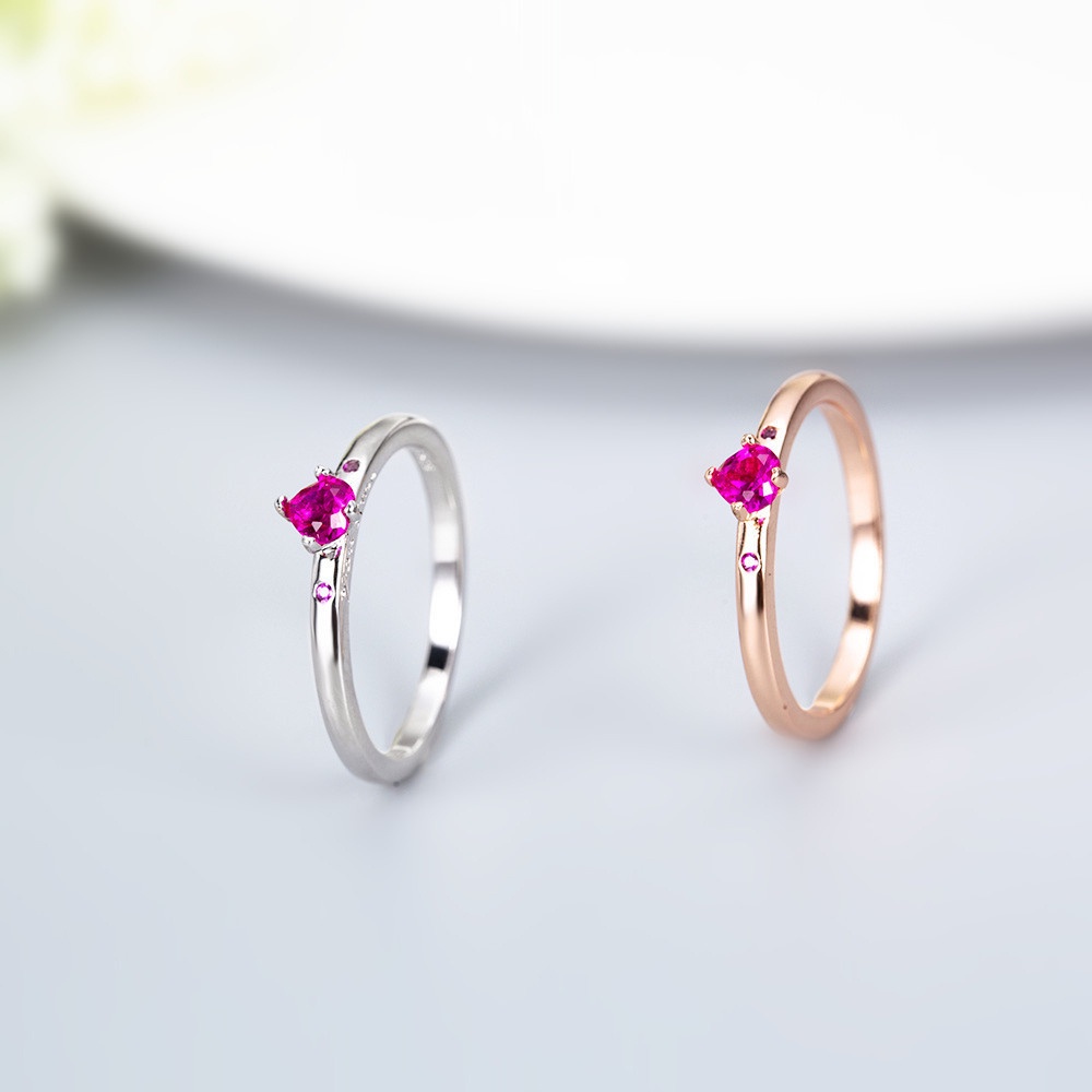 【COD Tangding】Cincin Wanita Bentuk Hati Warna Merah Untuk Hadiah Valentine