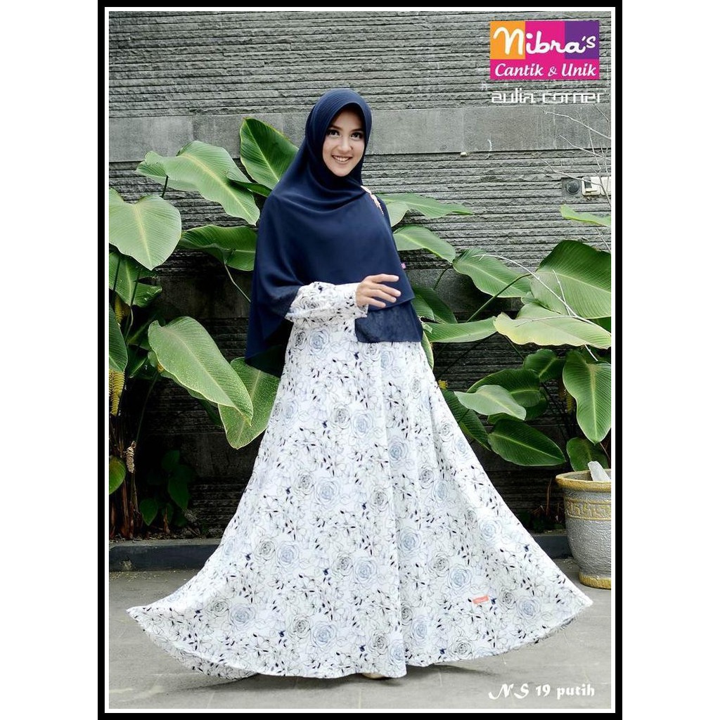 Baju Murah Nibras NS 19 Putih Baju Wanita Terbaru Model Gamis Terbaru