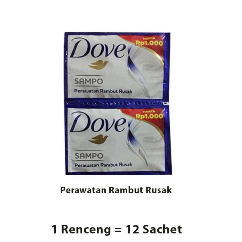 DOVE SHAMPO SACHET 1 RENCENG 12SACHET perawatan rambut rusak