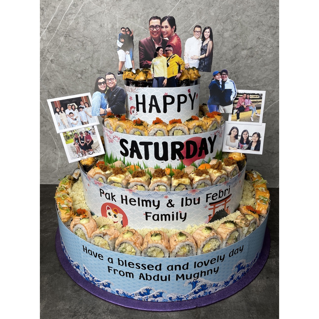 

Fure sushi -Sushi Tower 4 tiers- |Salmon|sushi set| Sushi Birthday| Kue Ulang tahun| |Hampers