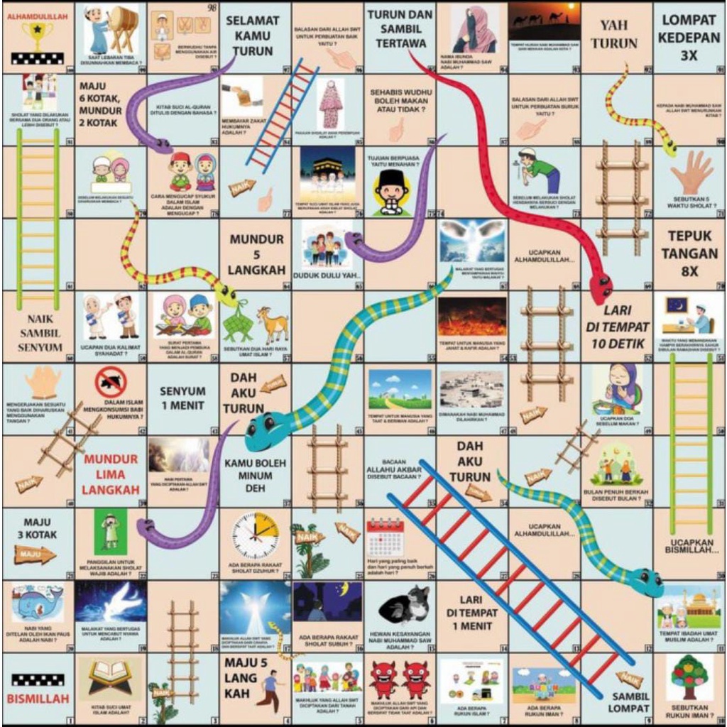 ULAR TANGGA JUMBO RAKSASA MAINAN EDUKASI ANAK FREE BANTAL DADU / ULAR TANGGA 2X2M / FULL COLOUR