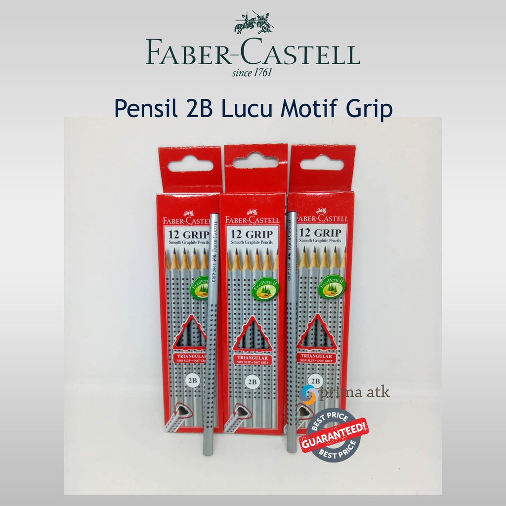 

[DISKON ECER] PENCIL PENSIL 2B KARAKTER MOTIF GRIP FABER CASTELL 1 LUSIN PACK WARNA HITAM MURAH ASLI