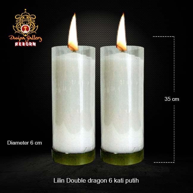 Lilin/Candle Puja Sembahyang Pilar Double Dragon 6 Kati Putih