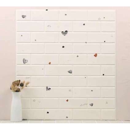 Wallpaper Dinding 3D / Sticker Dinding Motif Batu Bata Corak Foam Ukuran 70 x77cm