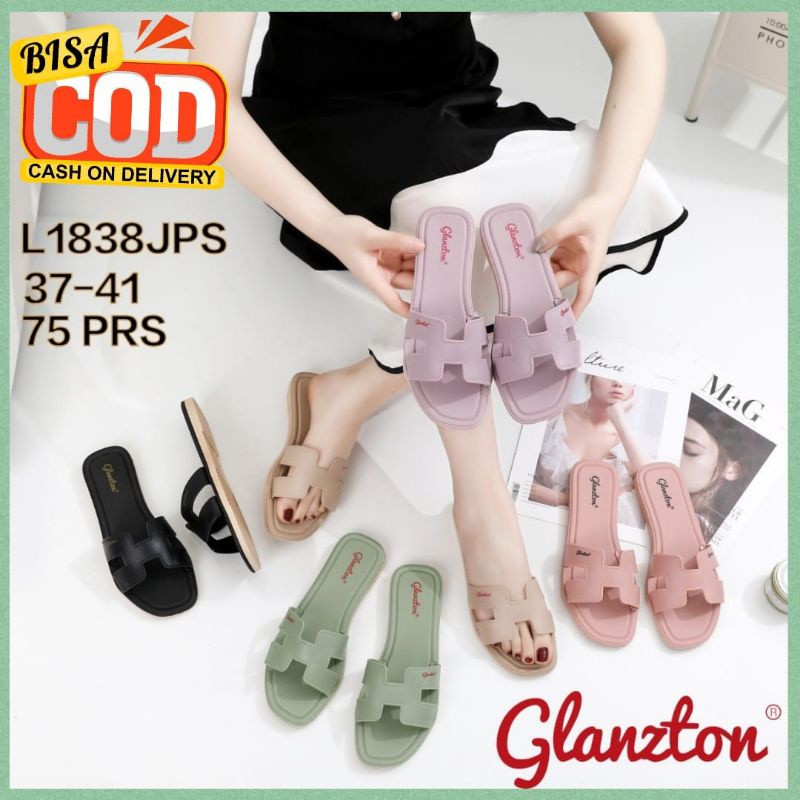 Sandal Jelly Wanita Glanzton L 1838 Slop Selop Karet Import