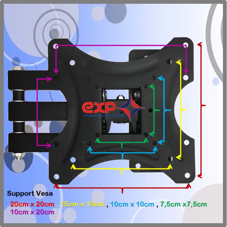 Bracket TV AQUA 14 s/d 43 inch 6 ARAH FULL BESI SUPER KOKOH GARANSI 100% ORI